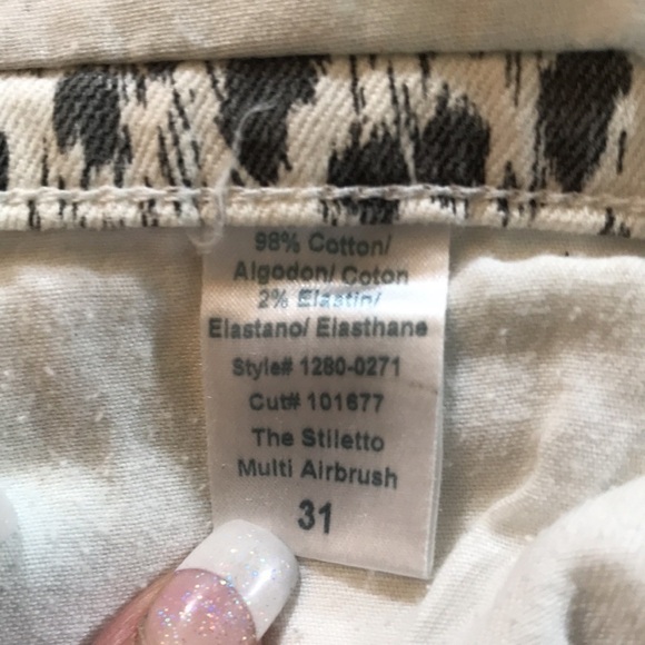 Current Elliot "The Stiletto" Pastel Airbrush Animal Print Ankle Jeans size 31 - Picture 9 of 9